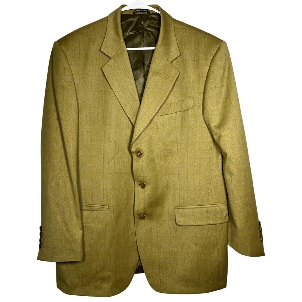 PRINCIPE Made In Italy 100%‎ Virgin Wool Plaid Men 42R Blazer Jacket Sport Coat
